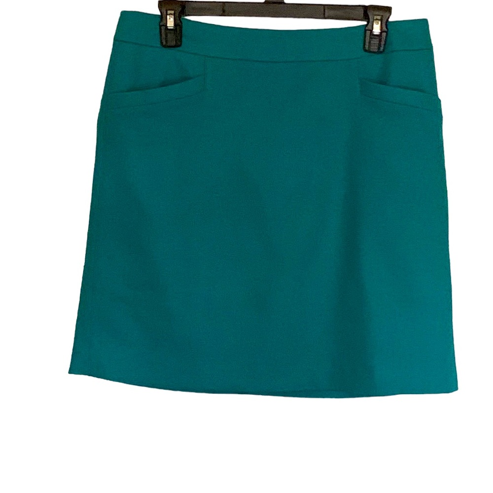 Talbots Petite Wool Blend skirt with front pockets, light teal green